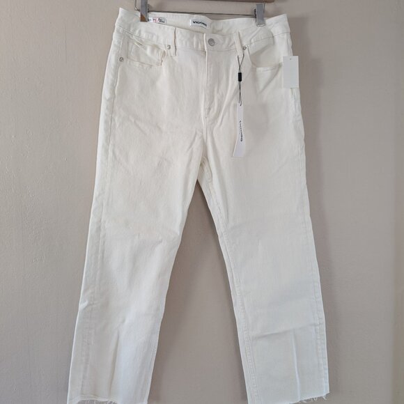 NWT Vigoss Stevie Crop Straight Jeans White Raw Hem Women's Ankle Stretch Sz 31 - Picture 1 of 13